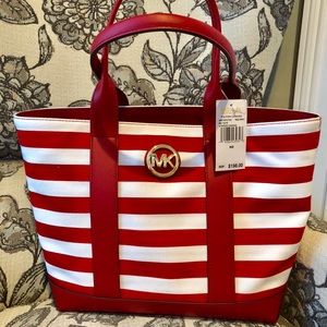 NWT Red White Michael Kors Tote